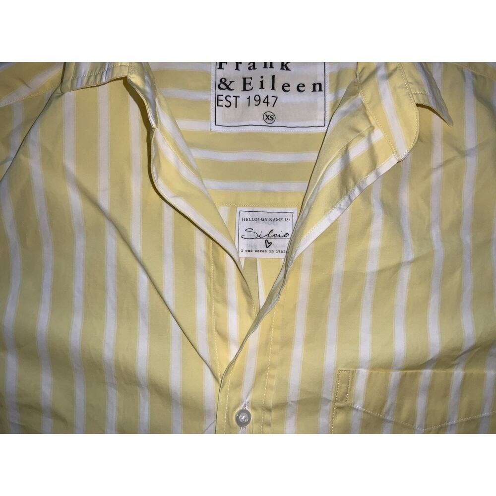 Frank & Eileen Silvio Button-Up Shirt yellow stripe size XS cotton - Picture 3 of 6